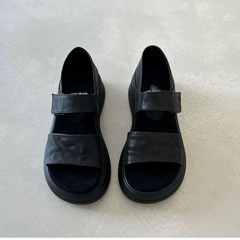Sheepskin~ Platform sandals women's summer wear retro casual heightening skirt beautiful versatile soft-soled Roman shoes
