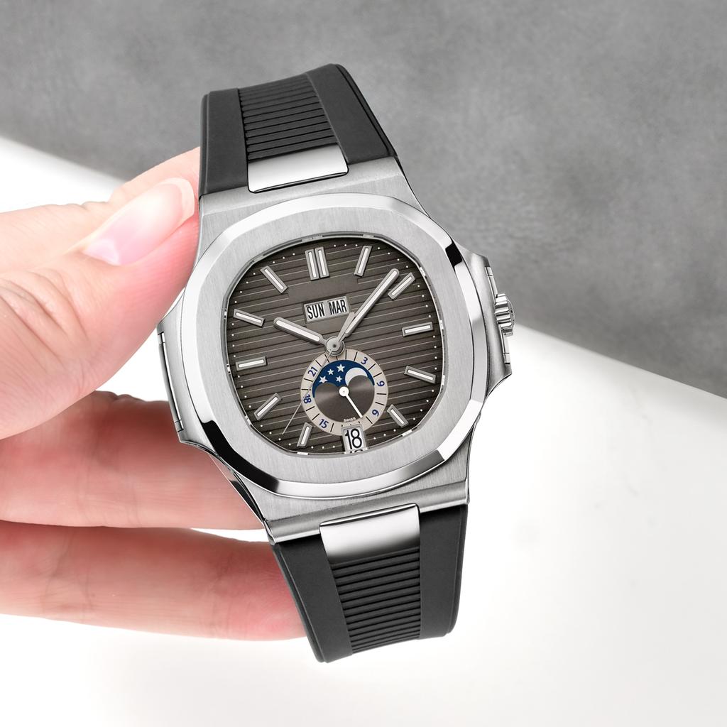 Fluoro Rubber Strap Fit for Citizen Promaster Titanium AW0130-85X  Patek Philippe Nautilus Watch with Titanium Buckle