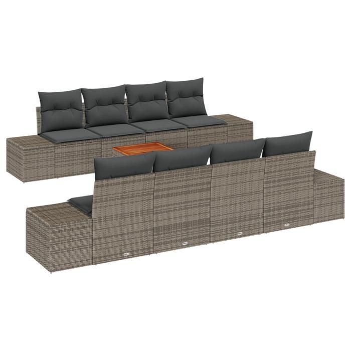 VidaXL Ensemble de Canapé de Jardin 7 Pièces avec Coussins Gris en Rotin Poly 3356599