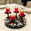 with Drip Tray Metal Candelabra Matte Black Pillar Candlestick  for Party Table Centerpiece Decor