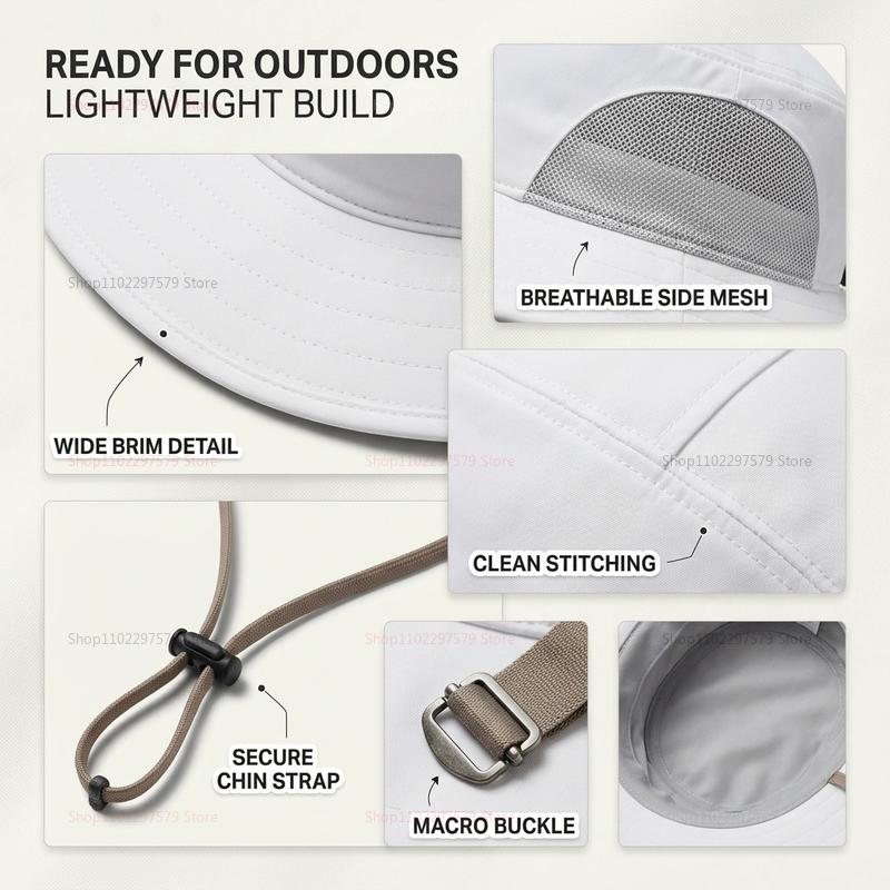 Unisex Quick Drying Fisherman Hat Lightweight Breathable Sun Hat Anti UV for Camping Hiking Outdoor Spring Summer Travel Adventu
