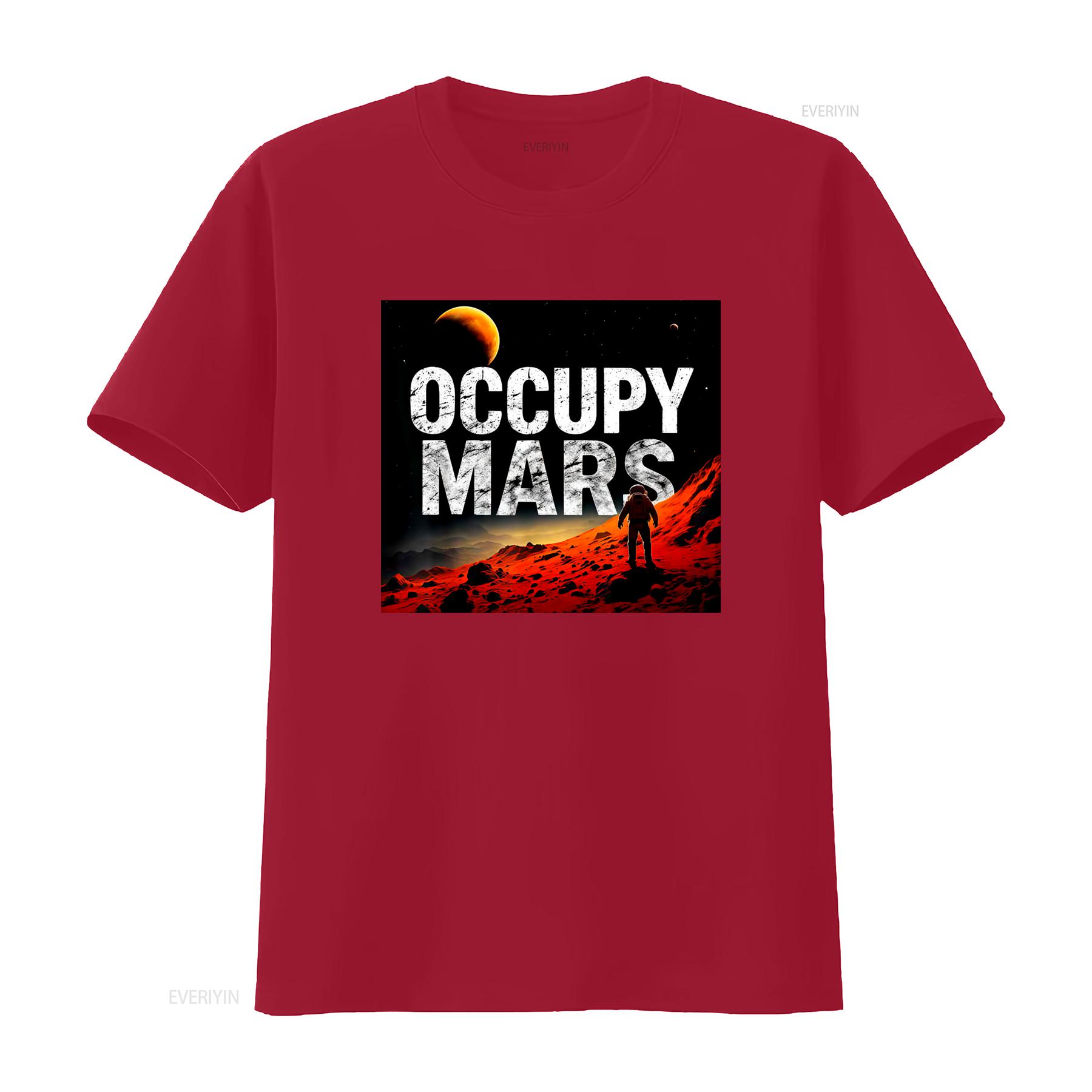 Retro Occupy Mars Space Explorer Design T Shirt for Astronomy Fans Unique Martian Landscape Print vintage Washed homme S