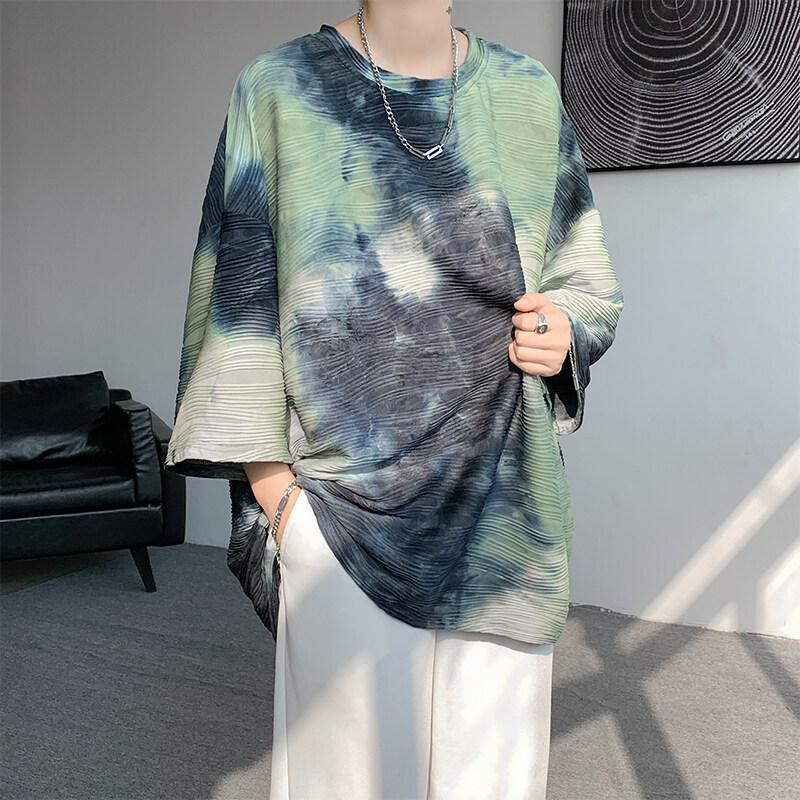 

2025 Летние мужские футболки с круглым вырезом, летние футболки с принтом тай-дай для мужчин, цветные модные футболки с короткими рукавами, женская уличная одежда в стиле хип-хоп для мужчин 5XL зелёный