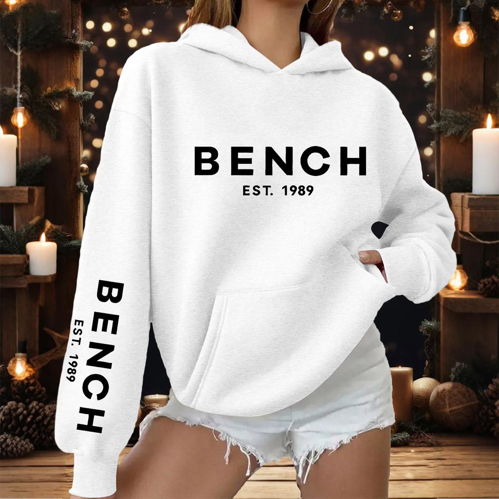Women's Fashionable Casual Printed Letter Casual Hooded Sweatshirt With Pockets