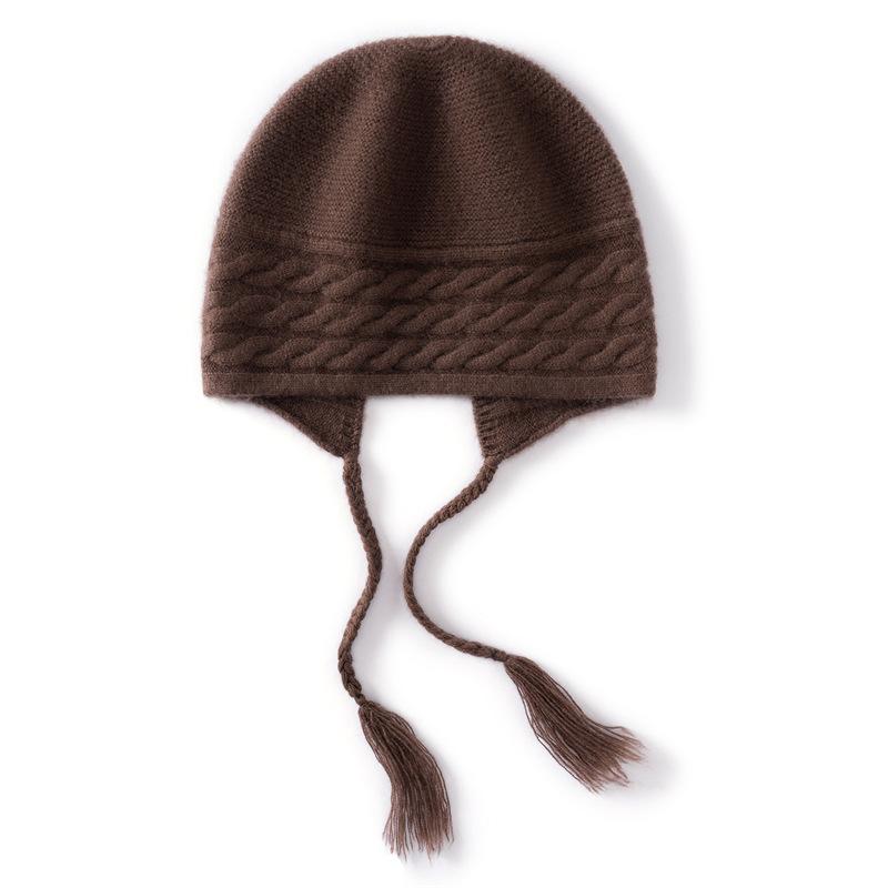 Autumn and winter cashmere knitted hat warm and cold ear protection fashion wool hat outdoor cycling hat bag head hat cold hat