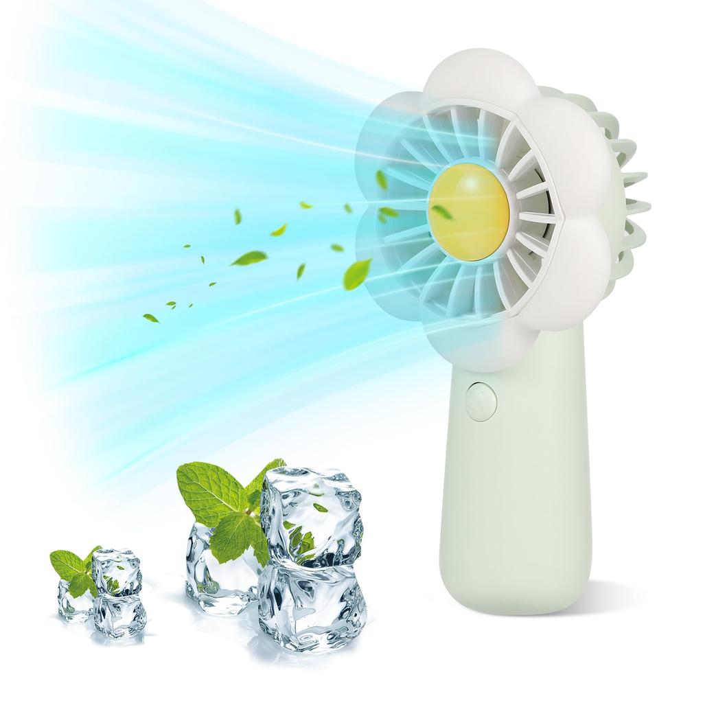 TENKUNOKOTORI Handheld Cute Mini Floral Fan Speed Instant 3 Hours of Use with 1 Hour 43cm Cord for Easy Carrying and Charging Fan, Design, Portable,
