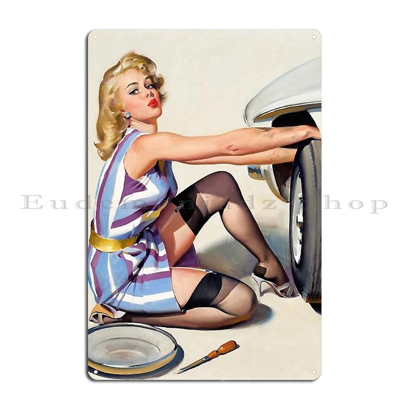 Vintage Naughty Puppy Love Gil Elvgren PIN UP GIRL The Glamour Metal Mural Painting Create Customize Tin Sign Poster