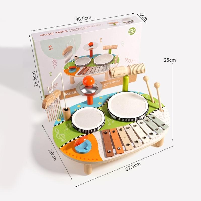 Multifunctional Wooden Wind Chimes Drum Set For Kids Musical Learning Toy With Xylophone And Chimes Educational Activity