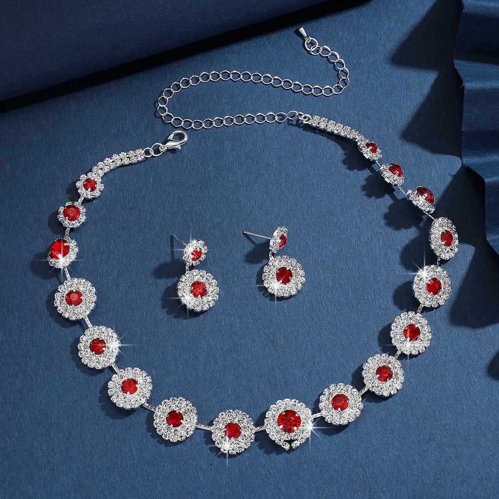 3PS Wedding Seasons Luxury Full Diamond Women's Earrings Necklace Zircon Set Wedding Dress Neck Accessories Women's Dress