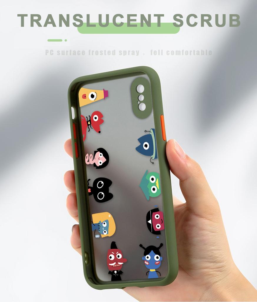 Cartoon Little Monster Phone Case for iPhone 14 13 12 11 Pro Max Samsung Galaxy S20 FE A52 S23 Infinix Slim Matte Back Cover Lens Protection Cases