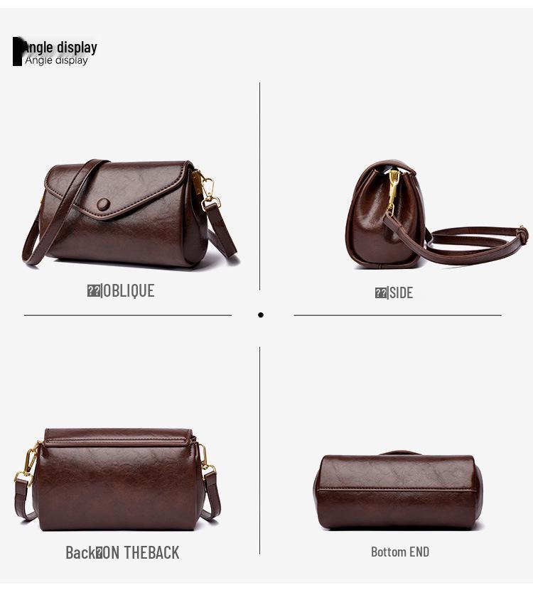 Herbst Damen Umhängetasche aus pflanzlich gegerbtem Leder mit Textur - Modisch, vielseitig, Retro-Design in mehreren Farben.