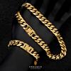 Cuban Link Necklace Bracelet for 12mm Miami Cuban 18k Cuban HIPHOP Christmas Gold [ARINO] SetKRKC&CO & Men, Wide, Chain, Gold, Link, Style, Gift,