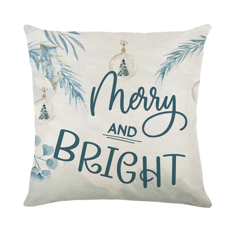 Linen Merry Christmas Pillow Cover 45x45cm Throw Pillowcase Winter Christmas Decorations for Home Tree Deer Sofa Cushion Cover