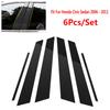 6pcs Door Window Center Middle Column BC Pillar Post Cover Mirror Effect Trim For Honda Civic Sedan 2006-2011