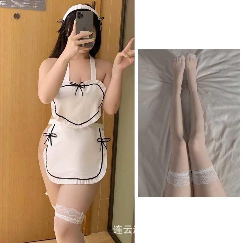 Plus Size Fat MM Sexy Lingerie Sexy Maid Juggs Hot Apron Cosplay Maid Passion Free Uniform