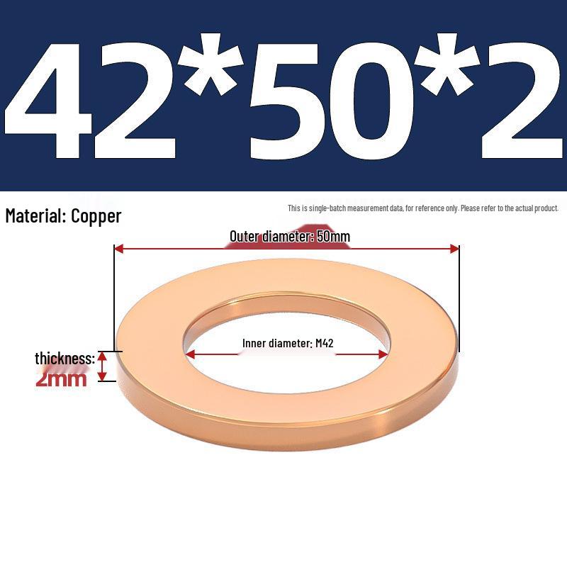 Pure Red Copper Gasket Sealing Ring for Marine Instruments, Metal Flat Washer M3-M60mm