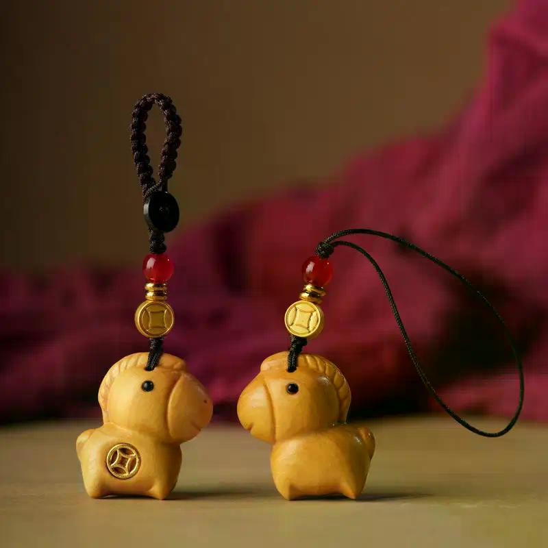 Llavero Colgante Creativo de Caballo de Sándalo Año del Caballo Cadena para Teléfono Móvil Decoración para Colgar en Mochila Regalos de Año Nuevo