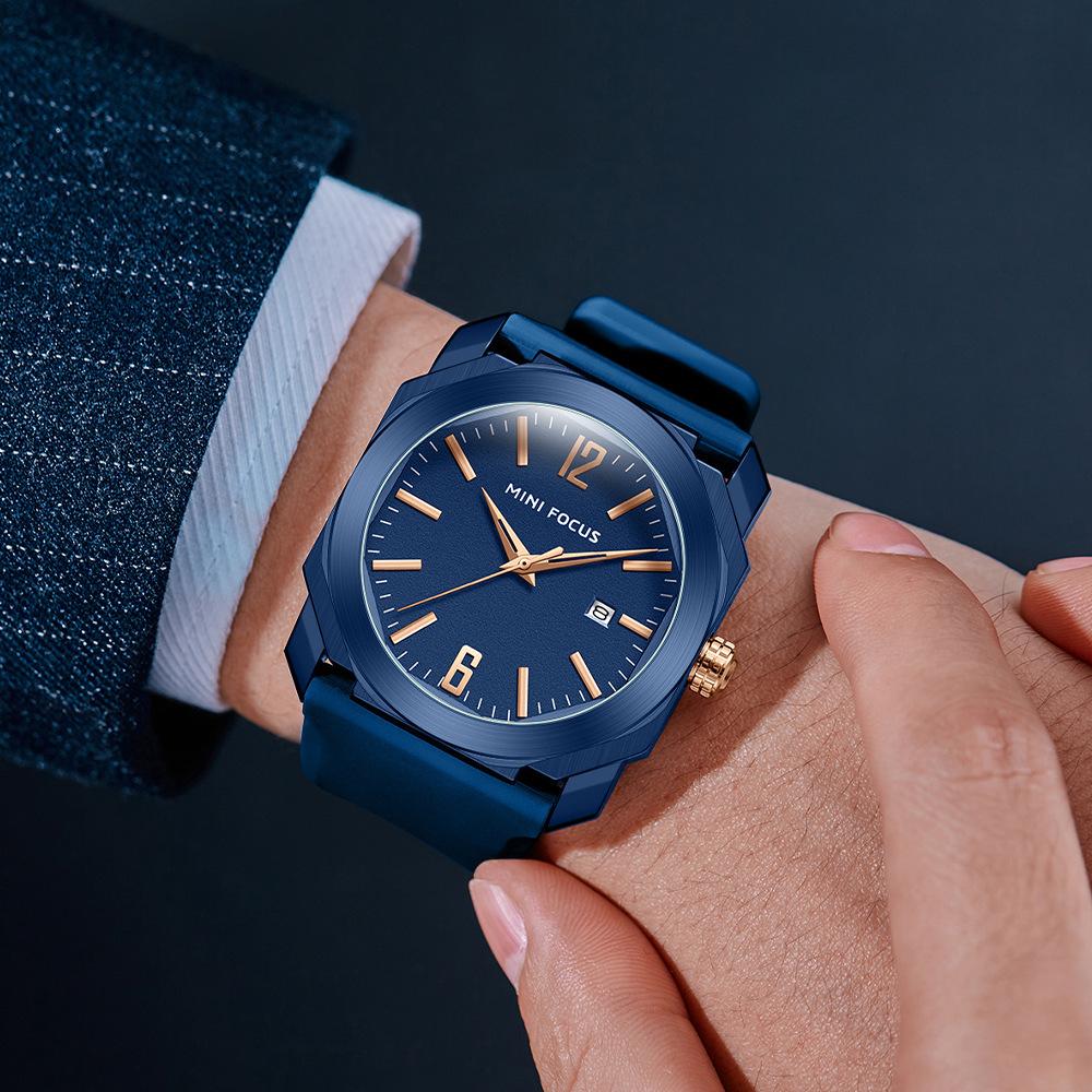 Mini Focus Watch Simple Men'S Watch Japanese Movement Waterproof Date Silicone Band Men'S Watch 0248G