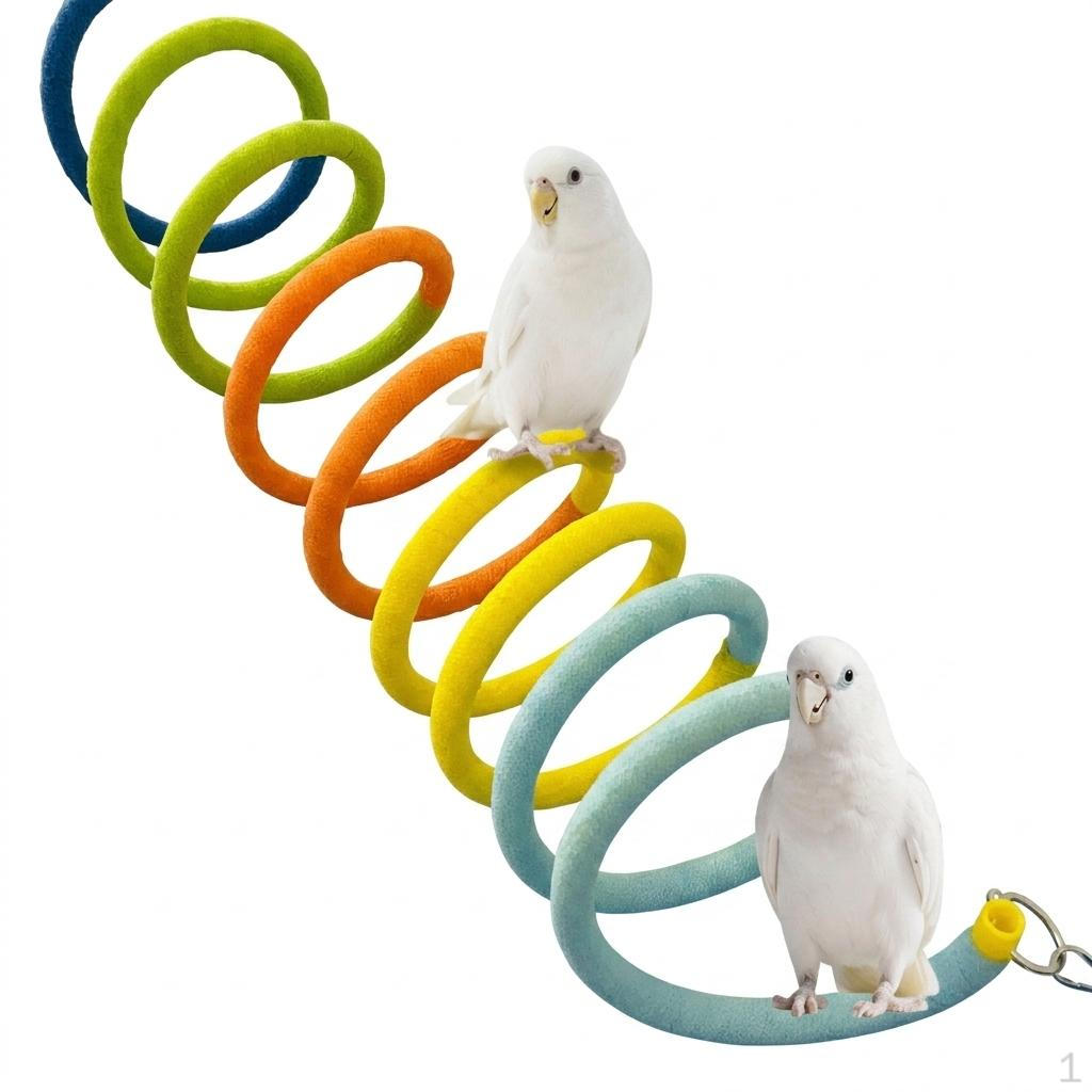 Juguete para loro, Percha en espiral, Columpio y túnel coloridos para pájaros, Enriquecimiento aviar, Pequeño