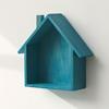 Wood House Wall Display Shelf, Wall Mounted Decorative Floating Shelf, Small Toys Dolls Organizer for Entryway, Living Room, Nursery