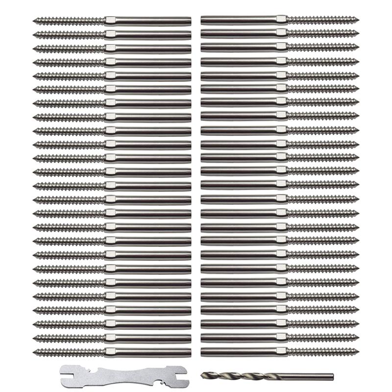 

T316 Нержавеющая сталь 3/16 Фурнитура для кабельных перил, для деревянных стоек Лестничная палуба Стойка DIY Балясина, винты с обжимной задержкой слева и справа 50PCS