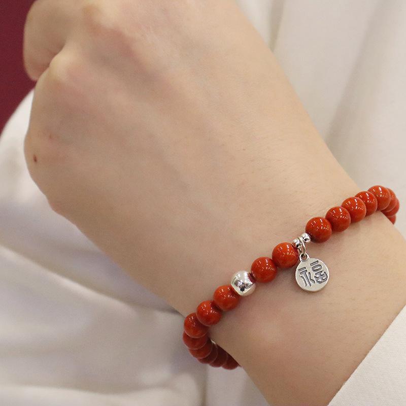 Natural Nanhong Agate Silver Pendant Bracelet Fashion Women Daily Jewelry Lucky Gift