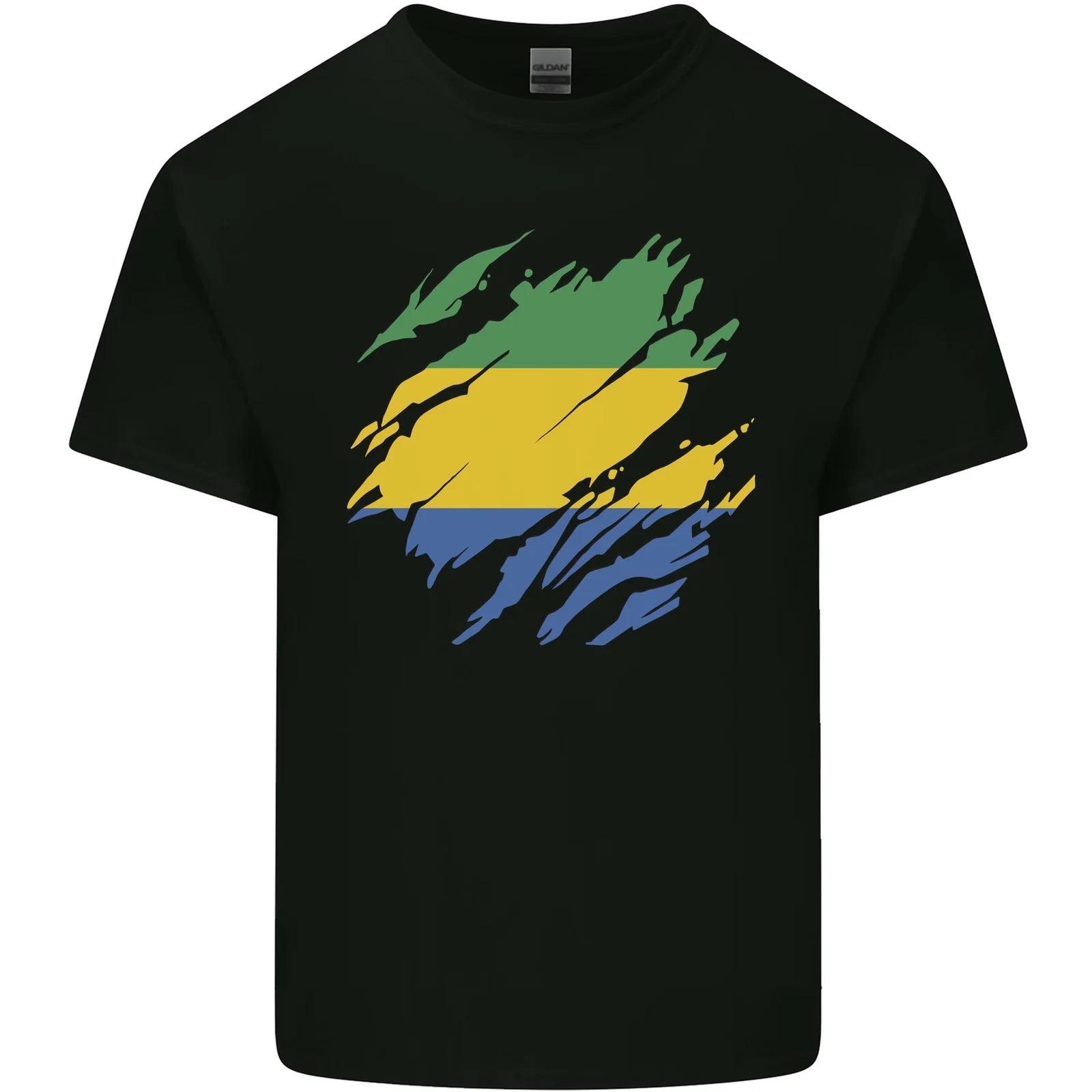 Torn Gabon Flag Gabonese Day Football Kids T-Shirt Childrens 2XL