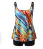 New Large-size Printed Large-size Split Flat-angle Tankini Suit Swimsuit for Women