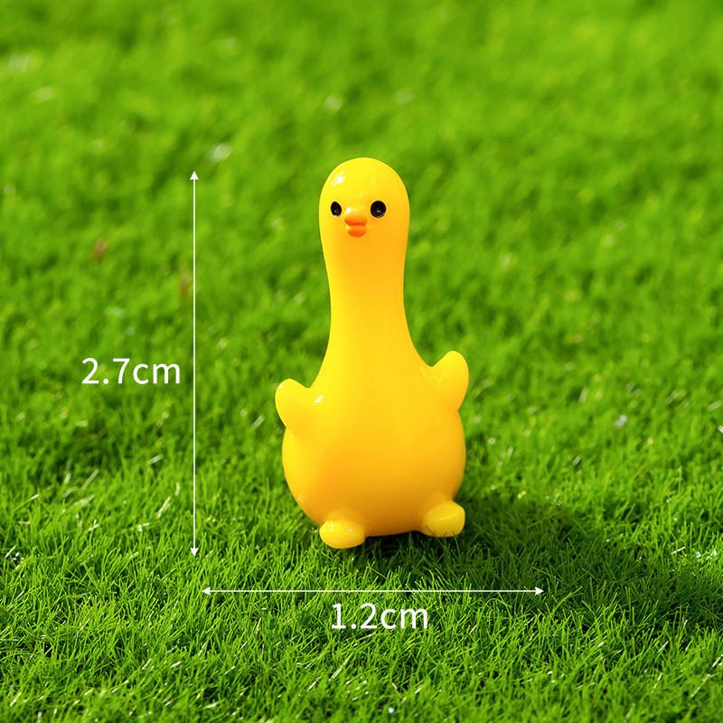 10Pcs Cartoon Funny Yellow Duck Animal Miniatures Diy Resin Ornaments Fairy Garden Decoration Moss Terrarium Micro Landscape