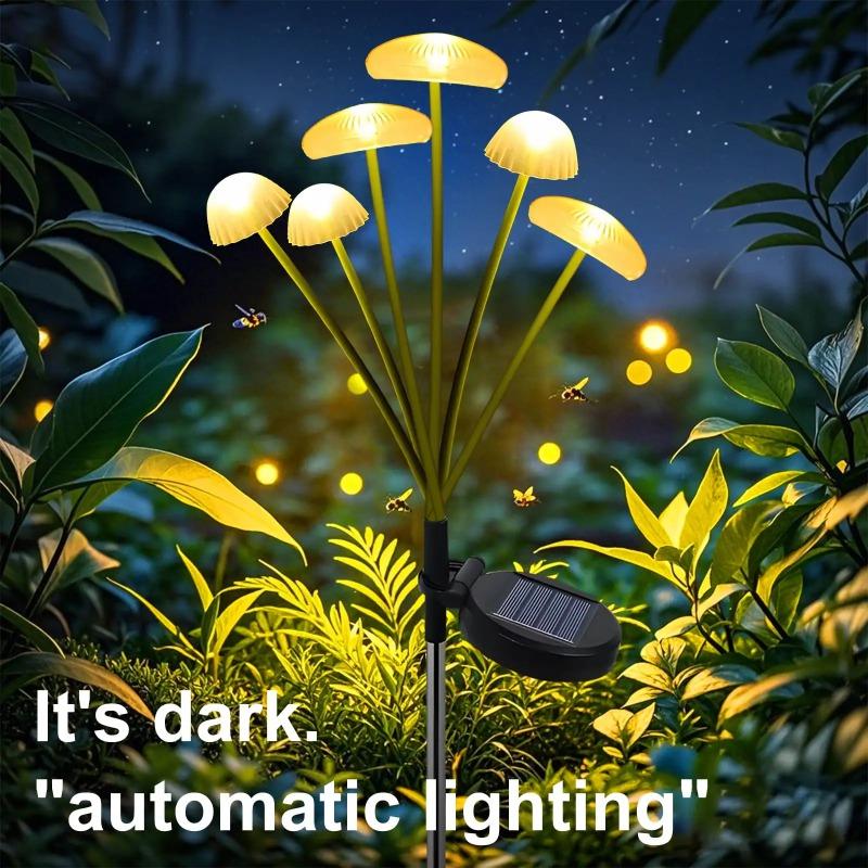 Solar Garden Jellyfish Lights Outdoor Mushroom Stakes Lights with Swaying LED Firefly Decorations for Patio Pathway Christmas