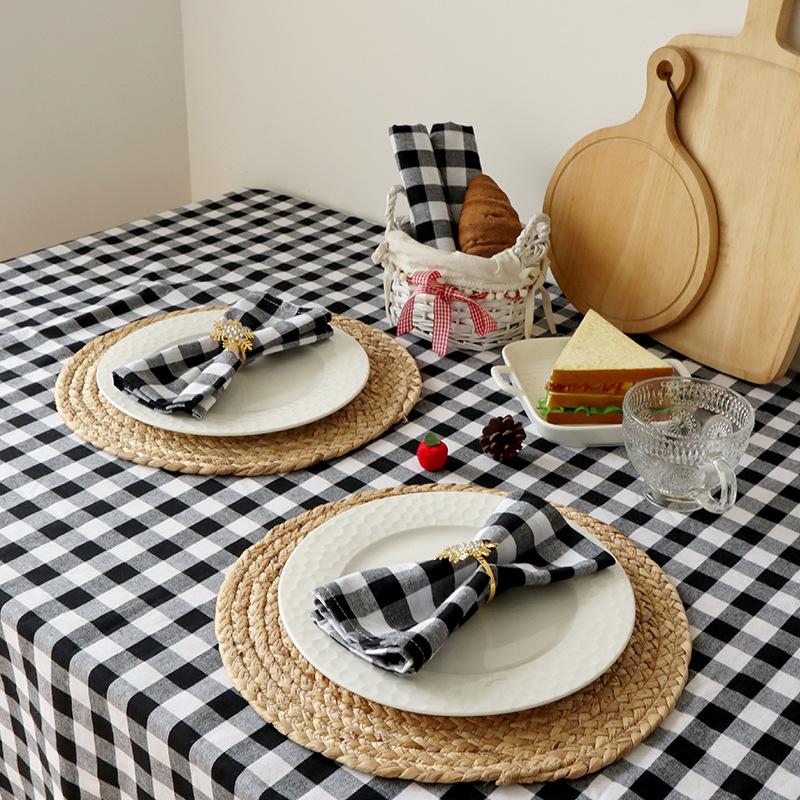 4PCS 30 x45cm 100% Cotton Washable Fabric Handmade soft Cloth Napkins Versatile  Lattice Square Tea Towel for Dinner Kitchen and Parties Decor