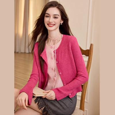 Bailuyu Women's Faux Two-Piece Vertical Stripe Knit Sweater