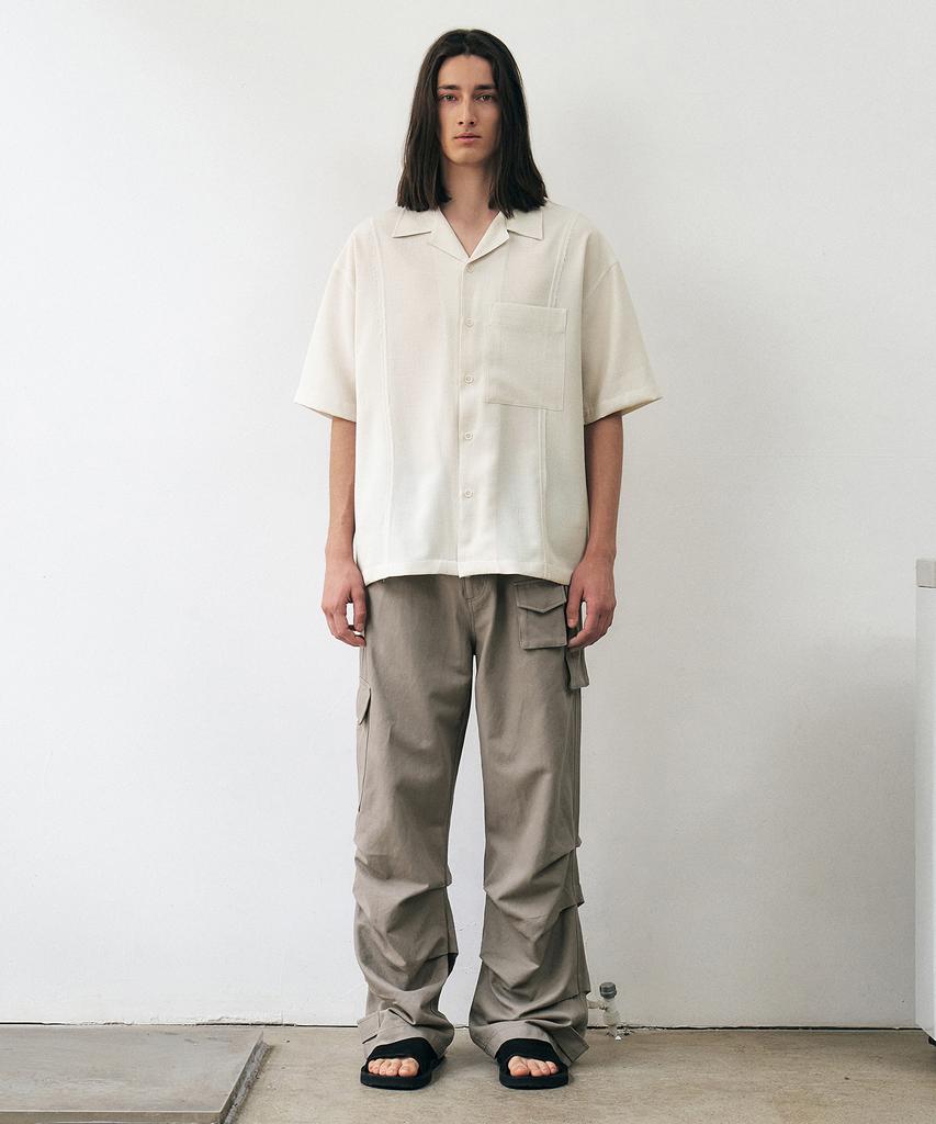 INSILENCE Multi-Pocket Pintuck Pants Tan Grey