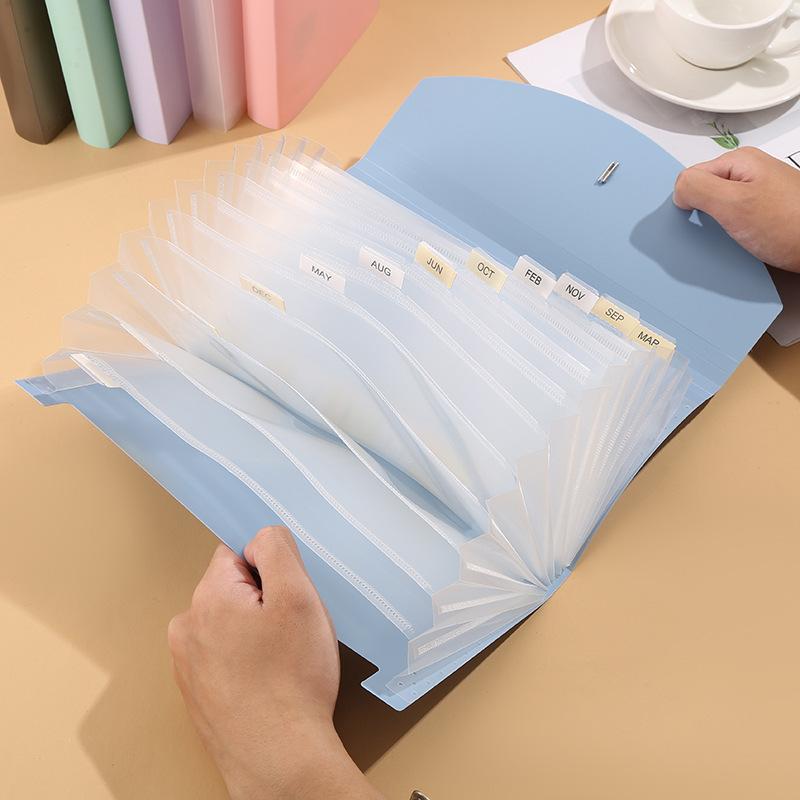 Expanding File Organizer with 13 Pockets, Accordion File Folders with Labels, Portable Document Paper Bill Receipt Organizer,
