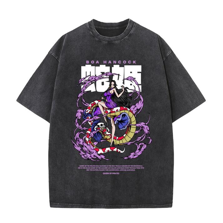T-shirt Oversize Lavata Vintage One Piece Uomo Donna Streetwear Y2k Manica Corta Stampa Doflamingo Roronoa Zoro Maglietta Abbigliamento Femminile Maschile