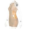 Sexy kurzes Kleid aus Europa und Amerika, hängender Hals für Damen, freiliegende Hüfttasche, Hüftrock, modischer kurzer Damenrock