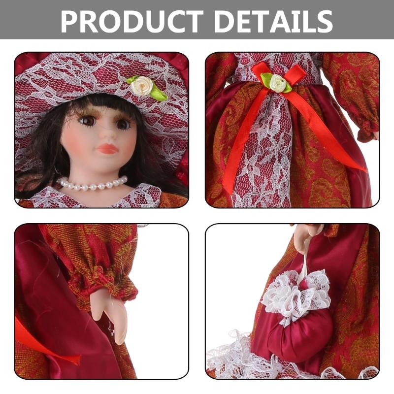 Collectible Victorian Doll Porcelain Doll Ceramic Female Doll Delicate Realistic Doll Desk Display Centerpieces