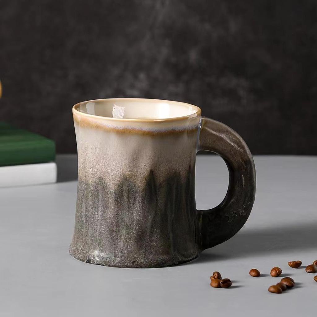 Retro Kiln Change Glaze Art Contrasting Ceramic Cup Household Mug Office Coffee Cup Large Capacity