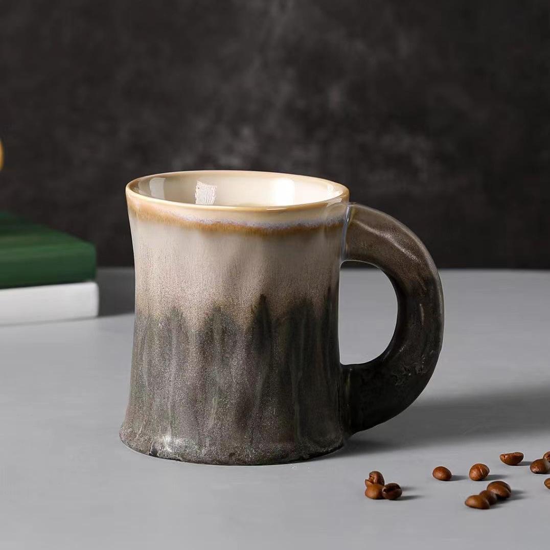 

Ретро Печная Глазурь Искусство Контрастная Керамическая Чашка Бытовая Кружка Офисная Кофейная Чашка Большая Вместимость 401-500ml