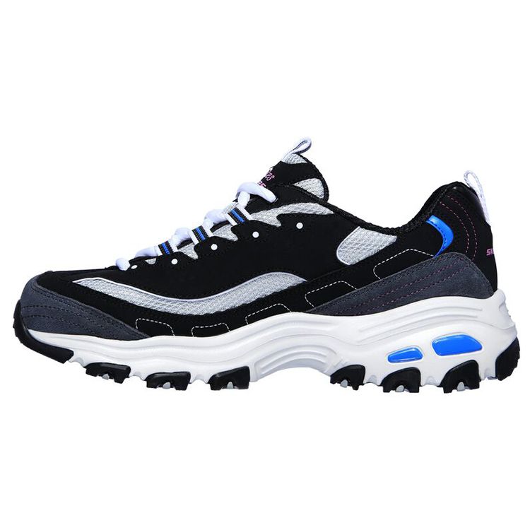 Skechers DLites Comfortable Low-Top Dad Shoes Women sneakers Black White Gold 11947-BKBL 35