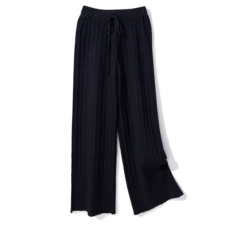 Women's Autumn and Winter Knitted Wide Leg High Waist Straight Loose Large Size Long Pants