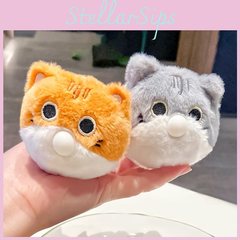 Delightful Plush Cat Fish Bubble Blowing Keychain Featuring Cartoon Design Perfect For Gift Giving