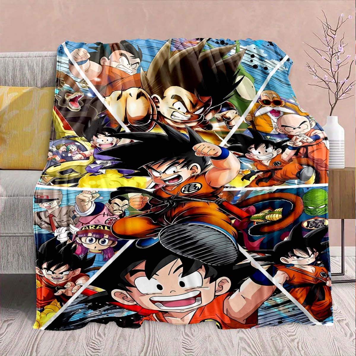 

Фланелевое одеяло из аниме Dragon Ball - Мягкое, теплое, идеально подходит для дивана, постельного белья, кемпинга, путешествий, офиса, домашнего декора -QJY 75x90cm