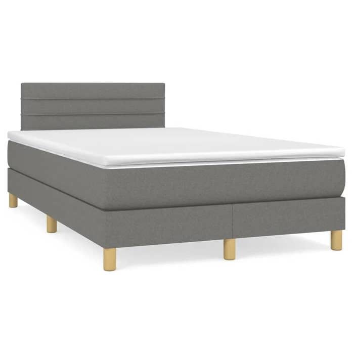 Maison Exclusive - Sommier à lattes de lit avec matelas Gris foncé 120x200cm Tissu