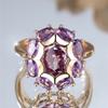 Anello di Fidanzamento Ovale con Pietra di Zircone Viola da Donna Charm Colore Oro Giallo Vintage Gioielli da Matrimonio per Donne