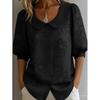 Camisa de Mujer Casual Vintage Holgada con Botones Bordada Floral de Manga Media Nueva Primavera/Verano 2026