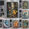 Classic Anime Pikachu Bulbasaur Cartoon Character Images High Quality Canvas Printing Retro Home Living Room Decor