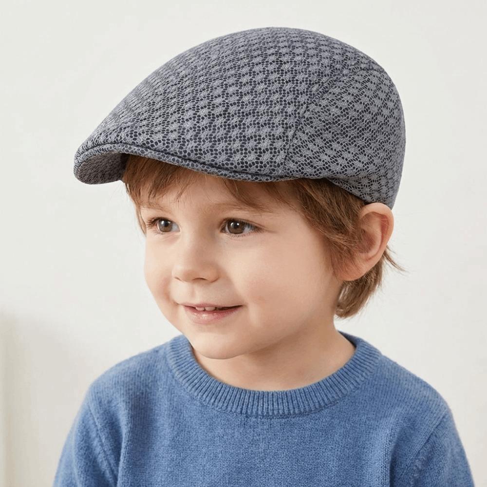 Solid Color Children Forward Cap Hollow Sun Hat Casual Mesh Beret Daily