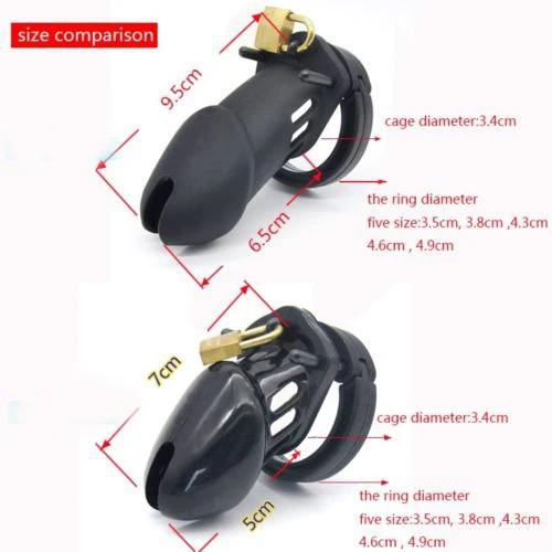 Sex Toys Silicone Small/Standard Male Chastity Device Cock Cage with 5 Rings Brass Lock Locking  Erotic Urethral Adult Game