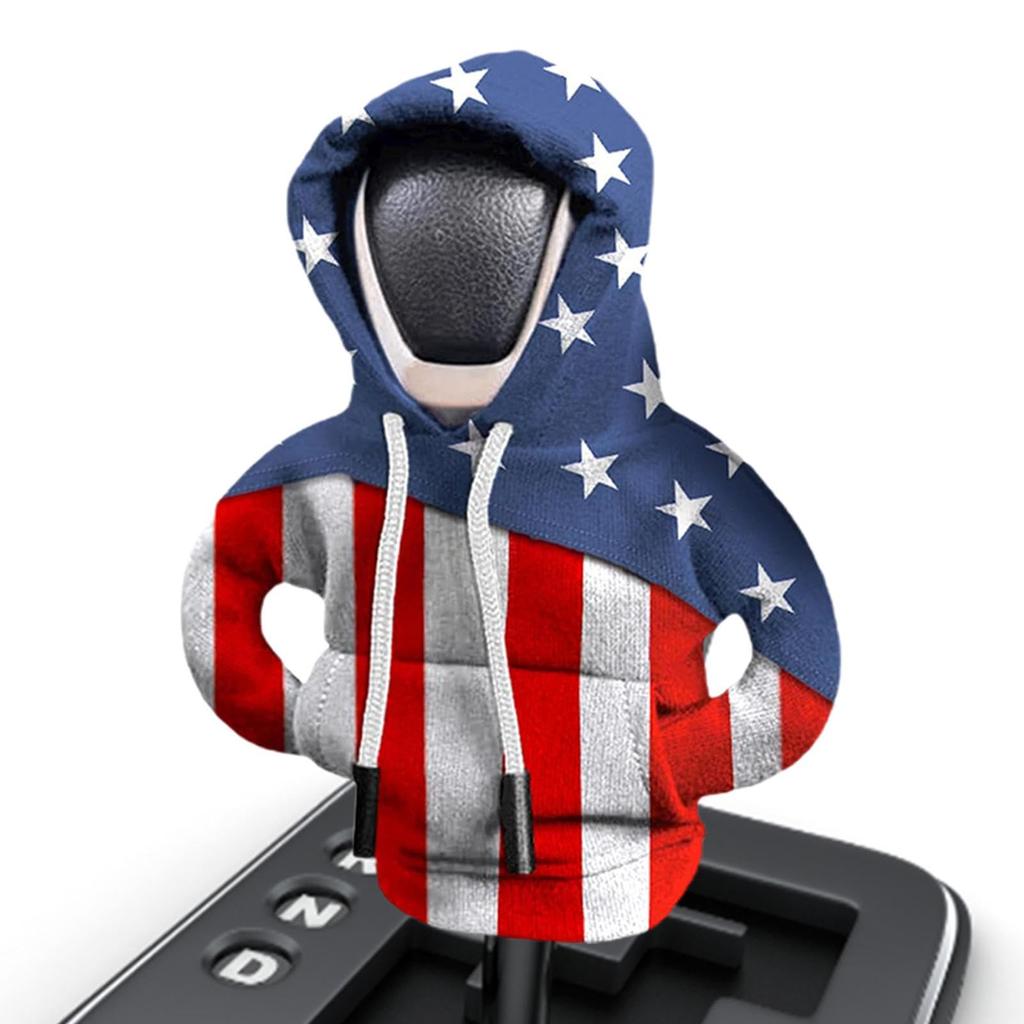 Car Gear Shift Cover, Creative American Flag, Car Gear Steering Wheel Cover, Car Gear